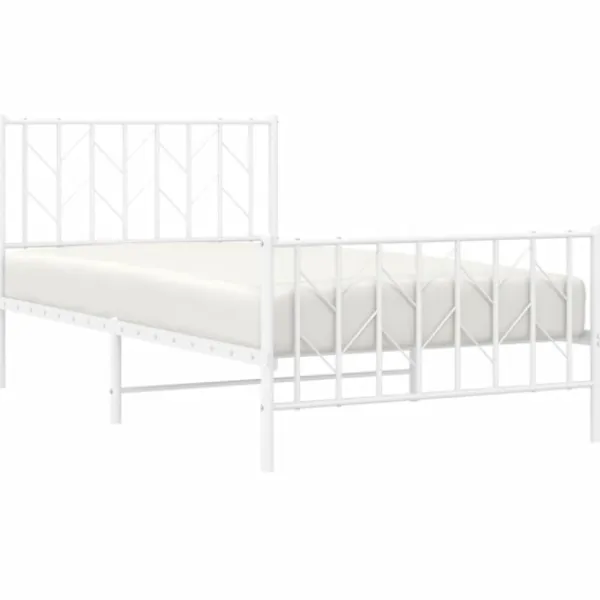 vidaXL Sängar>Sängram med huvudgavel och fotgavel vit metall 100x190 cm