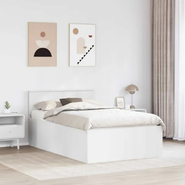 vidaXL Sängar>Sängram med huvudgavel Vit 120 x 190 cm Konstruerat trä