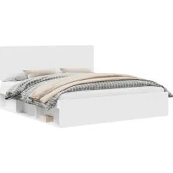 vidaXL Sängar>Sängram med huvudgavel Vit 180 x 200 cm Massiv furu