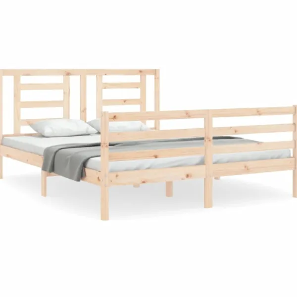 vidaXL Sängar>Sängram med huvudgavel 160x200 cm massivt trä