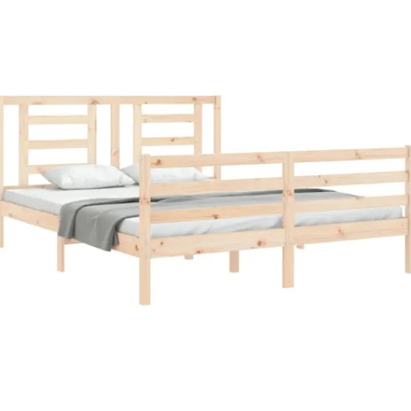 vidaXL Sängar>Sängram med huvudgavel 160x200 cm massivt trä