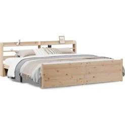 vidaXL Sängar>Sängram med huvudgavel 200x200 cm massiv furu