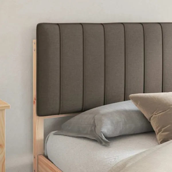 vidaXL Sängar>Sängram med Klädd Huvudgavel Taupe 150 x 200 cm Massiv furu