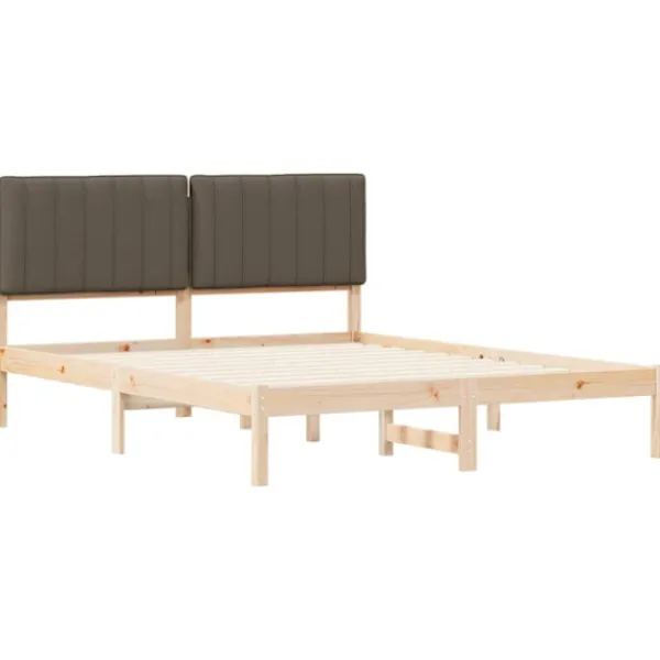 vidaXL Sängar>Sängram med Klädd Huvudgavel Taupe 150 x 200 cm Massiv furu