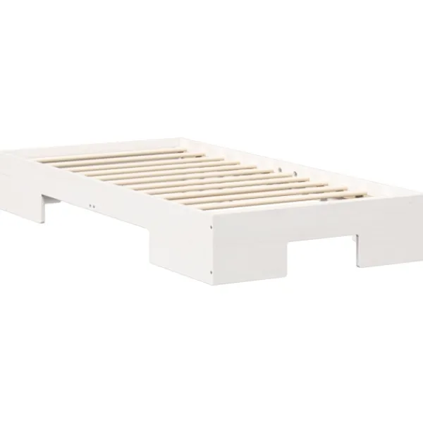 vidaXL Sängar>Sängram med lagring Vit 75 x 190 cm Massiv furu
