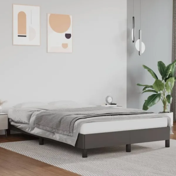 vidaXL Sängar>sängram utan madrass grå 120x190 cm konstläder