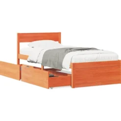 vidaXL Sängar>Sängram utan madrass vaxad brun 90x190 cm massiv furu
