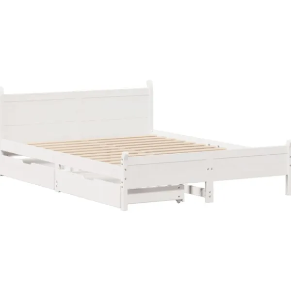 vidaXL Sängar>Sängram utan madrass vit 140x190 cm massiv furu