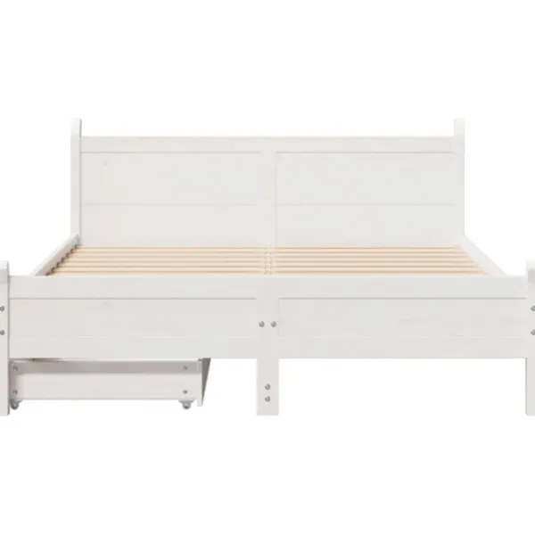 vidaXL Sängar>Sängram utan madrass vit 140x190 cm massiv furu