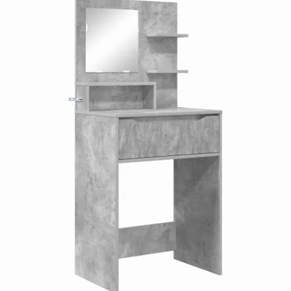 vidaXL Sminkbord>Sängrum Smyckesbord med låda Betonggrå 80 x 39,6 x 135 cm