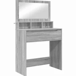 vidaXL Sminkbord>Sängrum Smyckesbord med låda Grå Sonoma 80 x 39,6 x 135 cm