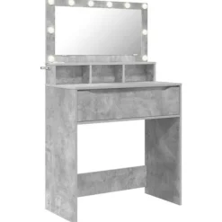 vidaXL Sminkbord>Sängrum Smyckesbord med låda Betonggrå 80 x 39,6 x 135 cm