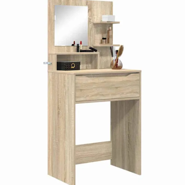 vidaXL Sminkbord>Sängrum Smyckesbord med låda Sonoma-ek 80 x 39,6 x 135 cm