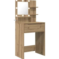 vidaXL Sminkbord>Sängrum Smyckesbord med låda Artisan Ek 80 x 39,6 x 135 cm