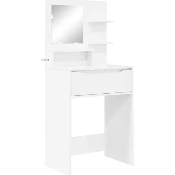 vidaXL Sminkbord>Sängrum Smyckesbord med låda Högblanka vita 80 x 39,6 x 135 cm