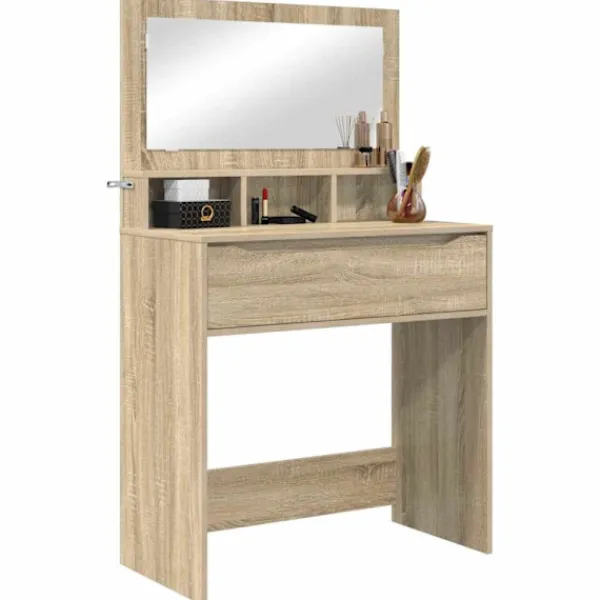 vidaXL Sminkbord>Sängrum Smyckesbord med låda Sonoma-ek 80 x 39,6 x 135 cm