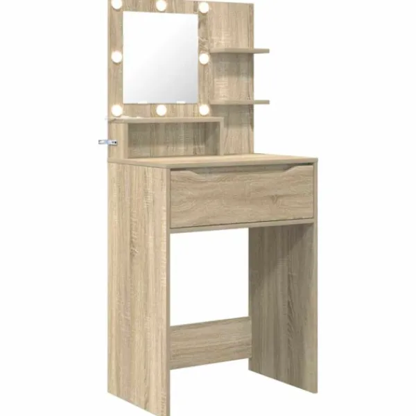 vidaXL Sminkbord>Sängrum Smyckesbord med låda Sonoma-ek 80 x 39,6 x 135 cm