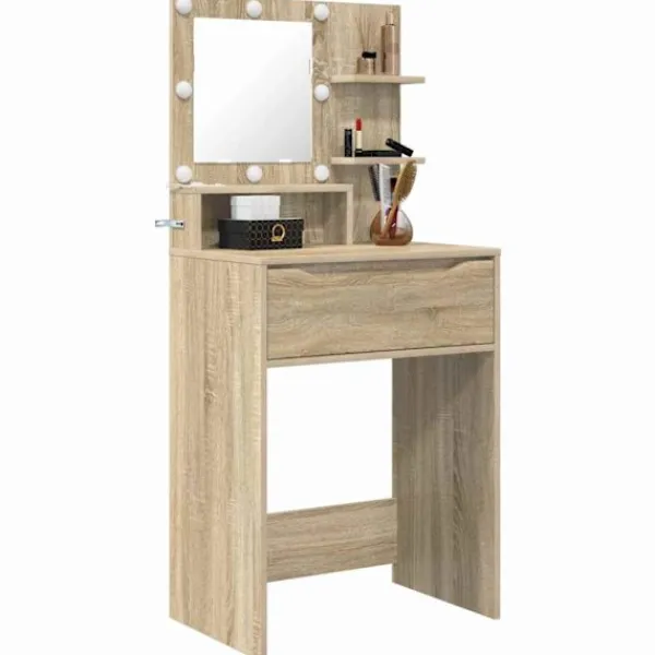 vidaXL Sminkbord>Sängrum Smyckesbord med låda Sonoma-ek 80 x 39,6 x 135 cm