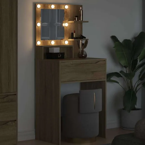 vidaXL Sminkbord>Sängrum Smyckesbord med låda Sonoma-ek 80 x 39,6 x 135 cm