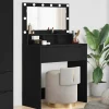 vidaXL Sminkbord>Sängrum Smyckesbord Svart 80 x 39,6 x 135 cm Konstruerat trä