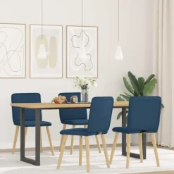 vidaXL Matgrupper>Snurrbara matstolar 4 st blå tyg