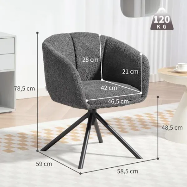 Northio Fåtöljer>Snurrfåtölj, bekväm sits, mörkgrå, 120 kg kapacitet