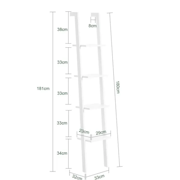 SoBuy Hyllor>Bokhylla med 4 hyllor i vitt 33x23x180cm, modern FRG15-W