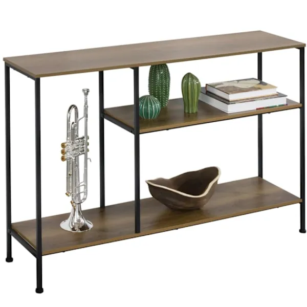 SoBuy Småbord>Entrékonsol med 3 hyllor i mörkbrun 120x30x79.5cm, vintage FSB35-PF