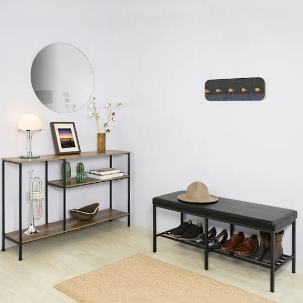 SoBuy Småbord>Entrékonsol med 3 hyllor i mörkbrun 120x30x79.5cm, vintage FSB35-PF