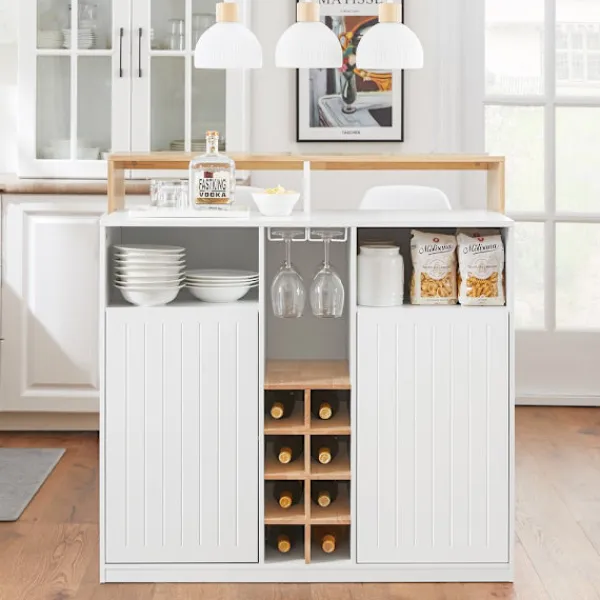 SoBuy Köksö>Köksö med 2 dörrar i träfärg 105x60x105cm, klassisk KNL07-WN