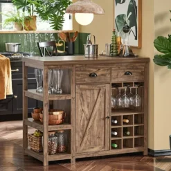 SoBuy Köksö>Köksö med 3 hyllor i träfärg 110x55x95cm, rustik SVW20-N
