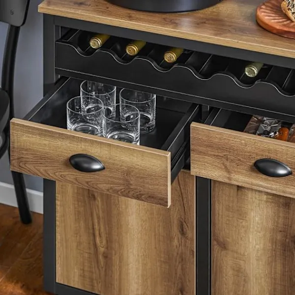 SoBuy Köksö>Köksö med 1 låda i svart 89.5x40x87.5cm, industriell FKW122-SCH