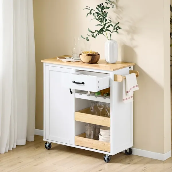 SoBuy Köksö>Köksö med 1 låda i träfärg 90.5x38x86.5cm, funktionell FKW131-WN
