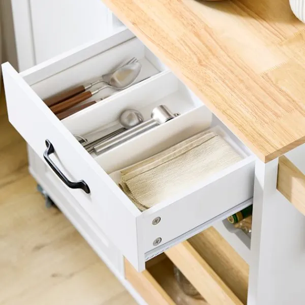 SoBuy Köksö>Köksö med 1 låda i träfärg 90.5x38x86.5cm, funktionell FKW131-WN