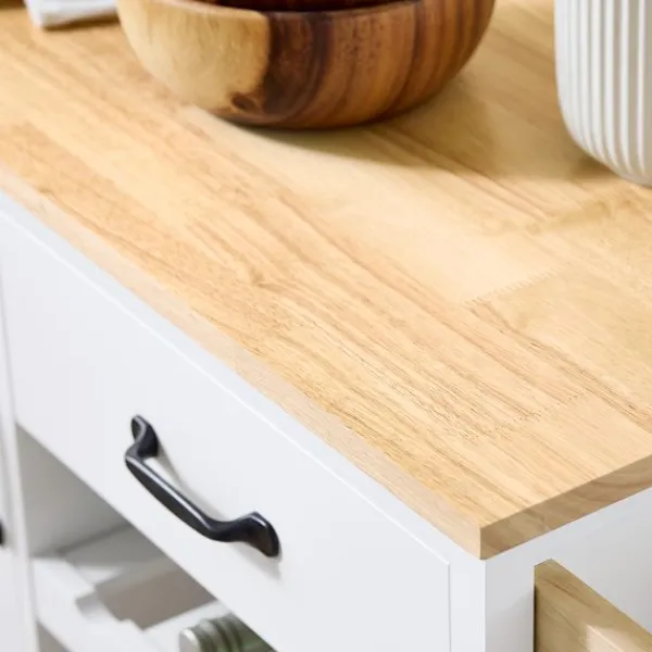 SoBuy Köksö>Köksö med 1 låda i träfärg 90.5x38x86.5cm, funktionell FKW131-WN