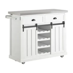 SoBuy Köksö>Köksö med 2 lådor i vit 115x45.7x95cm, modern FKW94-W