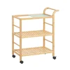 SoBuy Köksö>Köksvagn med 3 hyllor i träfärg 65x35x79.5cm, modern SVW24-N