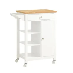 SoBuy Köksö>Köksvagn med 1 låda i vit 67.5x40x86.5cm, modern FKW46-WN