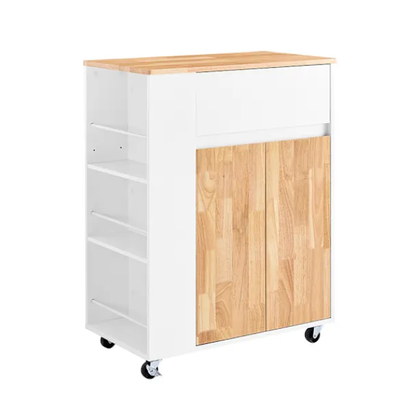 SoBuy Köksö>Köksvagn med 1 låda i träfärg 70x40x90cm, funktionell FKW132-WN