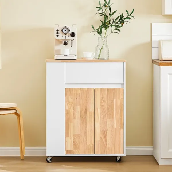 SoBuy Köksö>Köksvagn med 1 låda i träfärg 70x40x90cm, funktionell FKW132-WN