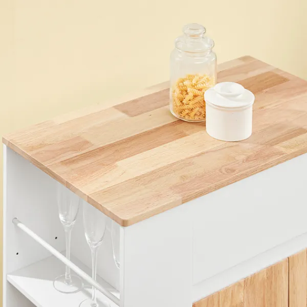 SoBuy Köksö>Köksvagn med 1 låda i träfärg 70x40x90cm, funktionell FKW132-WN