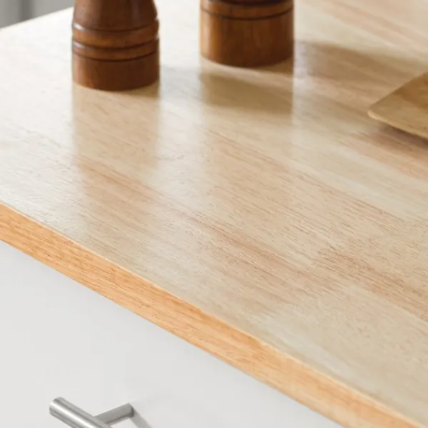 SoBuy Köksö>Köksvagn med 1 låda i träfärg 65x45.7x90cm, funktionell FKW102-WN