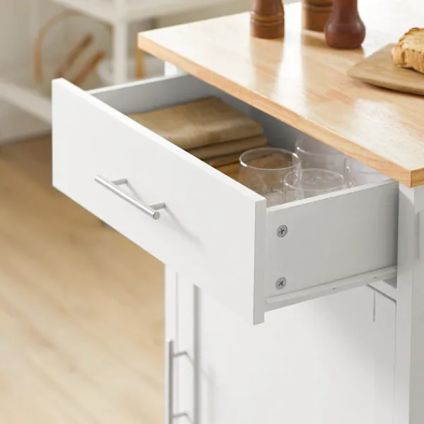 SoBuy Köksö>Köksvagn med 1 låda i träfärg 65x45.7x90cm, funktionell FKW102-WN