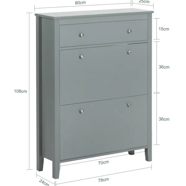 SoBuy Skåp>ljusgrå skåp för skor med 1 låda 24.99x80.01x108cm, modern FSR89-HG