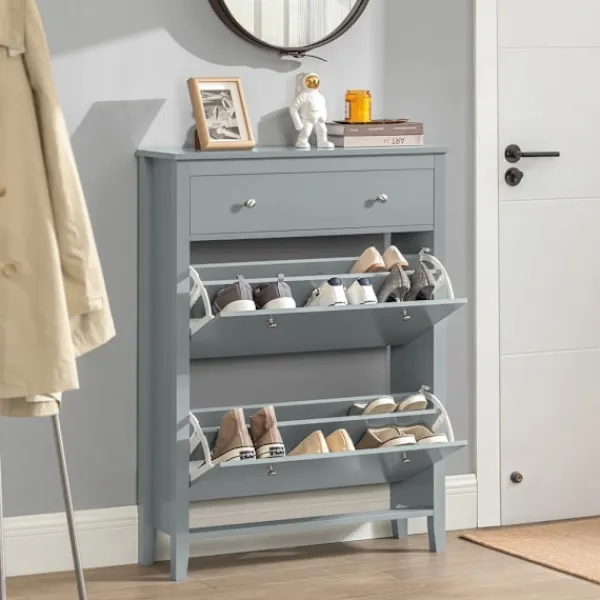 SoBuy Skåp>ljusgrå skåp för skor med 1 låda 24.99x80.01x108cm, modern FSR89-HG