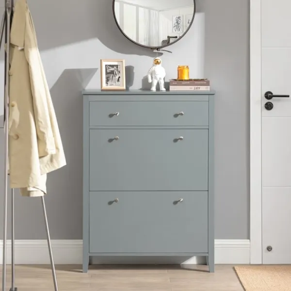 SoBuy Skåp>ljusgrå skåp för skor med 1 låda 24.99x80.01x108cm, modern FSR89-HG