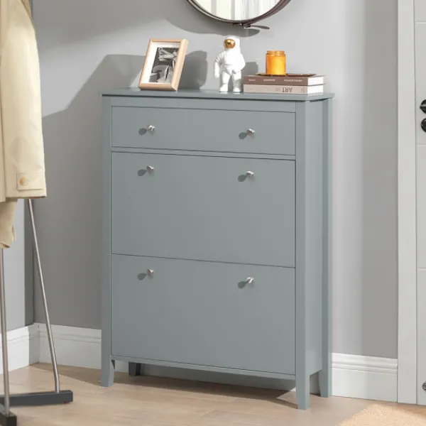 SoBuy Skåp>ljusgrå skåp för skor med 1 låda 24.99x80.01x108cm, modern FSR89-HG