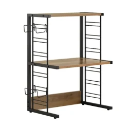 SoBuy Hyllor>Mikrovågsugnshållare med 3 hyllor i mörkbrun 52x35x71.5cm, industriell KCR08-PF