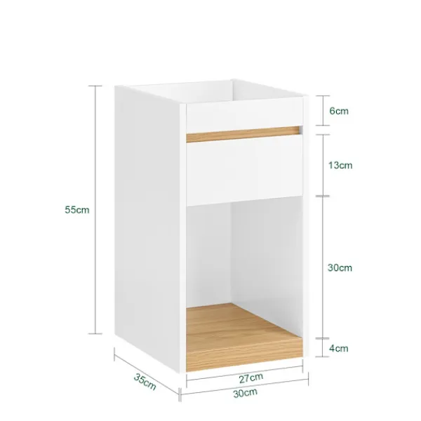 SoBuy Sängar>Nattbord med 1 låda i vitt 30x35x55cm, modern FBT137-W