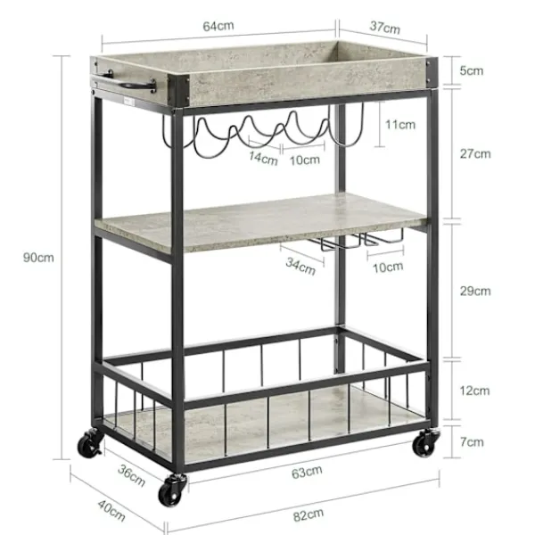 SoBuy Småbord>Serveringsvagnar med Brickstativ köksvagnar FKW56-HG